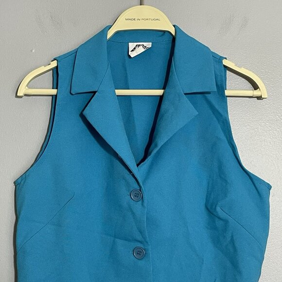 Vintage Btime USA Sleeveless Blouse Button Women Size 10 Retro Essential Collar - Picture 11 of 12